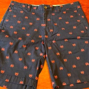 NEVER WORN J Crew Men’s Navy Blue Red Crab Stretch Chino Shorts